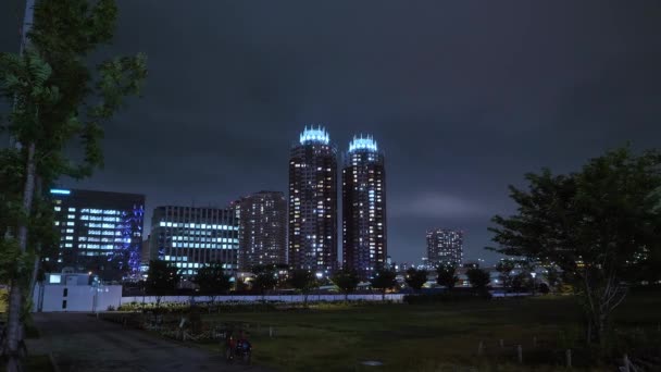 Tokio skyline w nocy — Wideo stockowe