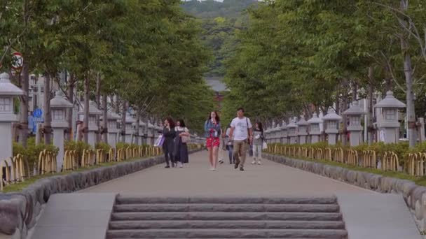 Schöner spaziergang zu einem tempel in kamakura - tokyo, japan - 14. juni 2018 — Stockvideo