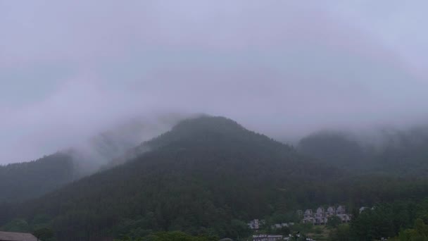 Zonele muntoase japoneze din jurul Muntelui Fuji în ceață — Videoclip de stoc