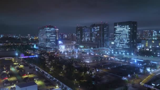 Widok z lotu ptaka nad Tokio nocą - piękne miasto światła — Wideo stockowe