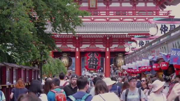 Kuil paling terkenal di Tokyo - Kuil Senso-Ji di Asakusa - TOKYO, JAPAN - JUNE 12, 2018 — Stok Video