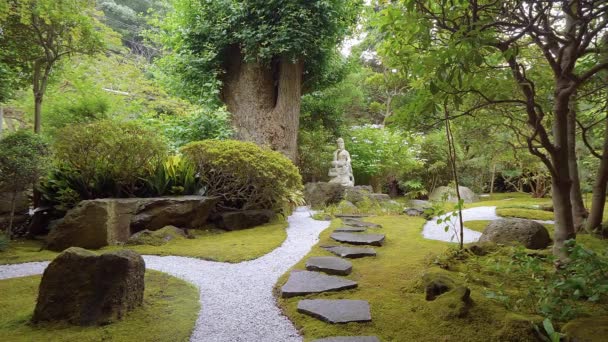 Красивый маленький японский сад в Камакуре — стоковое видео