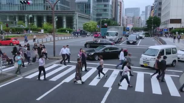 Emberek átkelés az utcán, Tokyo - Tokyo, Japán - 2018. június 12. — Stock videók
