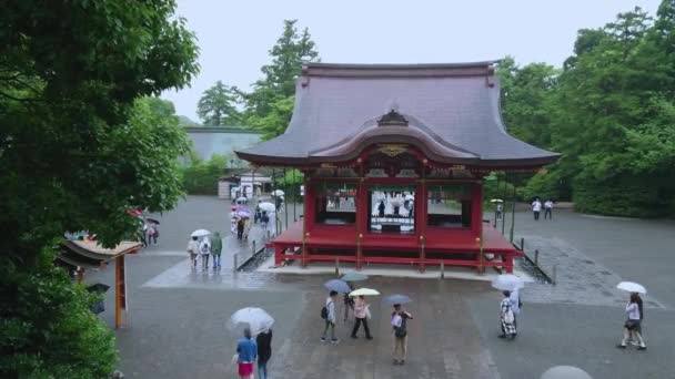 Santuario sintoísta en Kamakura - el famoso santuario Tsurugaoka Hachiman-gu - KAMAKURA, JAPÓN - 18 DE JUNIO DE 2018 — Vídeos de Stock