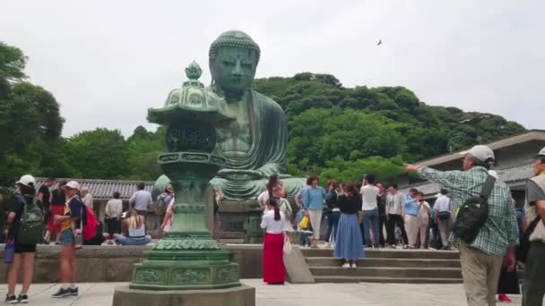 Mest berömda landmärke i Kamakura - den stora Buddha Daibutsu - Tokyo, Japan - 12 juni 2018 — Stockvideo