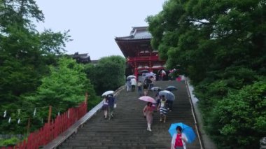Tsurugaoka Hachiman-gu tapınak - Kamakura Şinto tapınak - Kamakura, Japonya - 18 Haziran 2018
