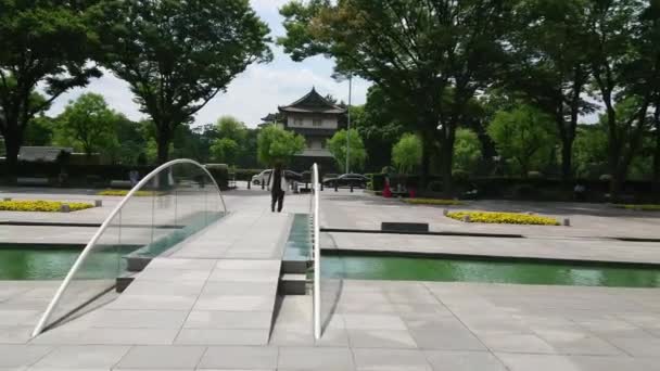 Imperial Palace Park Tokyo - Tokyo, Japonya - 19 Haziran 2018 size yürür — Stok video