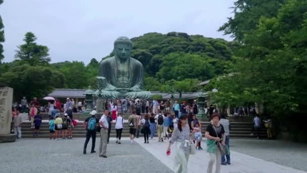 Самая известная достопримечательность в Камакуре - Великий Будда Дайбуцу - ТОКИО, Япония - 12 июня 2018 года — стоковое видео