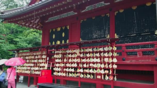 Sintó szentély a Kamakura - a híres Tsurugaoka Hachiman gu-kegyhely - Kamakura, Japán - 2018. június 18. — Stock videók