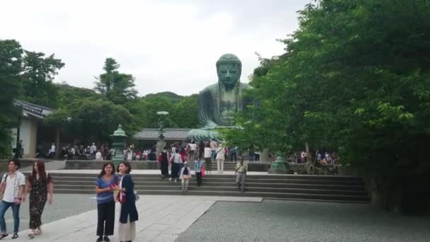 Famous Great Buddha in Kamakura Daibutsu Temple - TOKYO, JAPAN - JUNE 12, 2018 — Stock Video