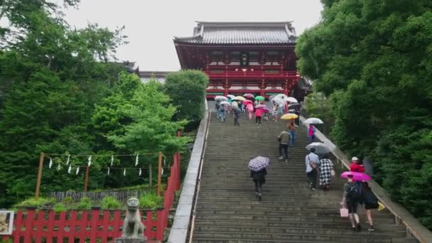 Santuário de Tsurugaoka Hachiman-gu - Santuário de Xintoísmo em Kamakura - KAMAKURA, JAPÃO - 18 DE JUNHO DE 2018 — Vídeo de Stock