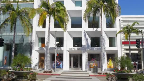 Winkel in Hermes aan Rodeo Drive in Beverly Hills - CALIFORNIA, Verenigde Staten - 18 maart 2019 — Stockvideo