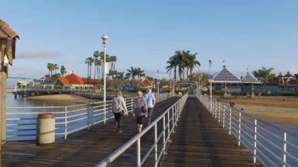 Beautiful Coronado Pier at San Diego bay - CALIFORNIA, Verenigde Staten - 18 maart 2019 — Stockvideo