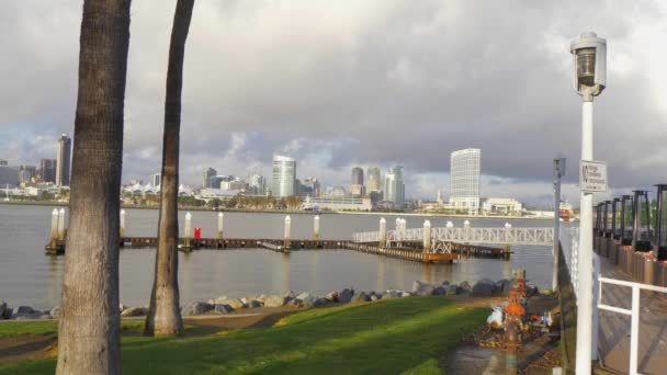 Vista sullo skyline di San Diego dall'isola di Coronado - CALIFORNIA, USA - 18 MARZO 2019 — Video Stock