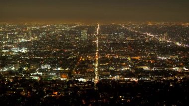 Geceleri Los Angeles - Hollywood Hills 'ten hava manzarası