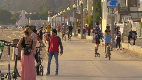 Passeio marítimo na praia de Santa Monica - LOS ANGELES, EUA - MARÇO 29, 2019 — Vídeo de Stock