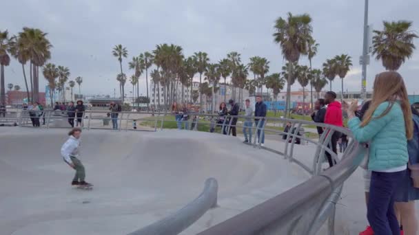 Patinador en Venice Beach - LOS ÁNGELES, Estados Unidos - 1 DE ABRIL DE 2019 — Vídeo de stock