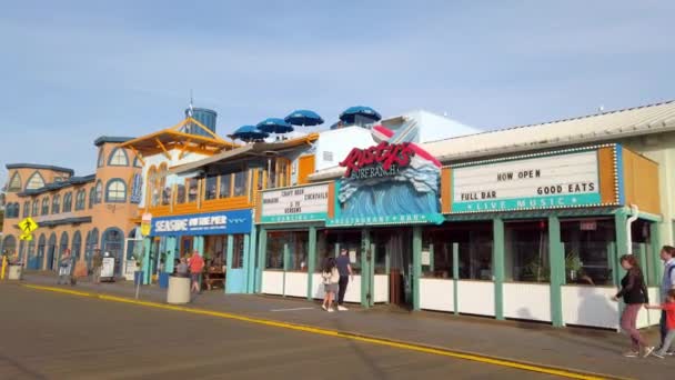 Popular Santa Monica Pier in Los Angeles at summertime - LOS ANGELES, USA - APRIL 1, 2019 — Stock Video
