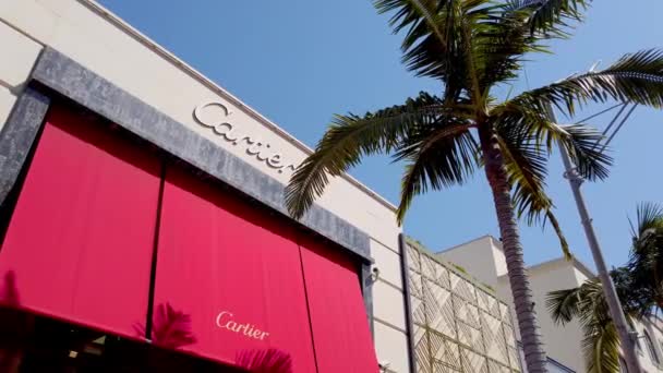 Rodeo Drive in Beverly Hills - Cartier store - LOS ANGELES, USA - APRIL 1, 2019 — Stock Video