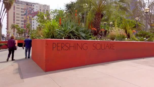 Pershing Square Los Angeles Downtown - LOS ANGELES, USA - KWIECIEŃ 1, 2019 — Wideo stockowe