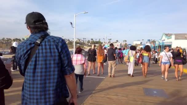 Populaire Santa Monica Pier in Los Angeles in de zomer - LOS ANGELES, USA - APRIL 1, 2019 — Stockvideo