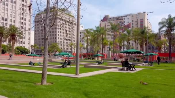 Pershing Square Los Angeles Downtown - LOS ANGELES, USA - APRIL 1, 2019 — Stock Video