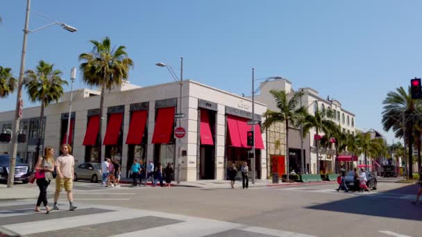 Rodeo Drive v Beverly Hills-prodejna Cartier-Los Angeles, USA-1. dubna 2019 — Stock video