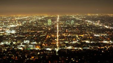 Gece Los Angeles şehri zaman atlamalı çekim