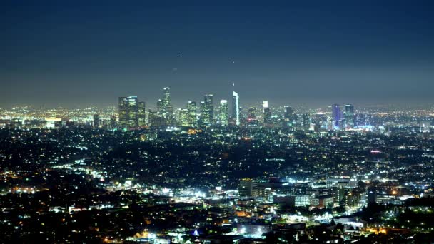 Time lapse shot de la ciudad de Los Ángeles por la noche — Vídeos de Stock