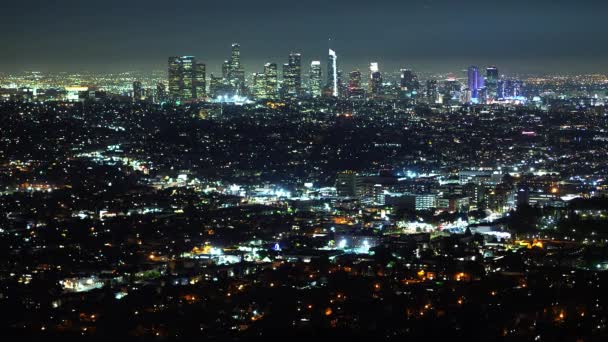 Vista aerea su Los Angeles di notte — Video Stock