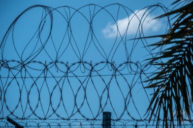 Meksika Sınırında Barbwire çit - seyahat fotoğrafçılığı
