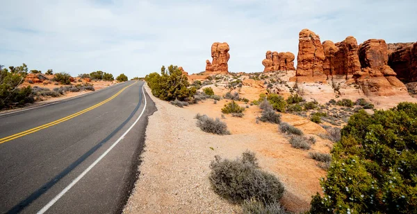 Ruta Panorámica Través Del Parque Nacional Arches Utah Fotografía Viaje — Foto de Stock