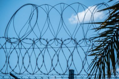 Meksika Sınırında Barbwire çit - seyahat fotoğrafçılığı