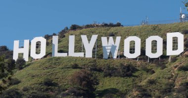 Hollywood tepelerinde Hollywood işareti - California, Amerika Birleşik Devletleri - 18 Mart 2019