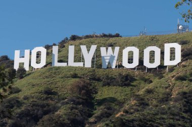 Hollywood tepelerinde Hollywood işareti - California, Amerika Birleşik Devletleri - 18 Mart 2019