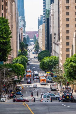 Downtown Los Angeles sokak manzarası - Kaliforniya, Amerika Birleşik Devletleri - 18 Mart 2019