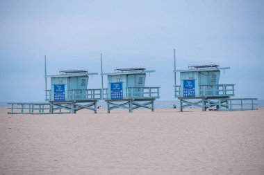 Venice Beach'te cankurtaran kuleleri - California, Amerika Birleşik Devletleri - 18 Mart 2019