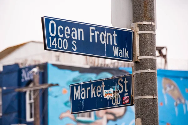 Ocean Front Straßenschild Venice Beach Los Angeles Reisefotos — Stockfoto