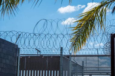 Meksika Sınırında Barbwire çit - seyahat fotoğrafçılığı