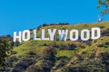 Hollywood tepelerinde Hollywood işareti - California, Amerika Birleşik Devletleri - 18 Mart 2019