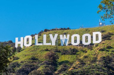 Hollywood tepelerinde Hollywood işareti - California, Amerika Birleşik Devletleri - 18 Mart 2019
