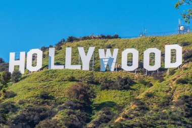 Hollywood tepelerinde Hollywood işareti - California, Amerika Birleşik Devletleri - 18 Mart 2019