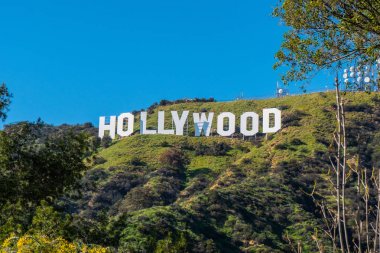 Hollywood tepelerinde Hollywood işareti - California, Amerika Birleşik Devletleri - 18 Mart 2019