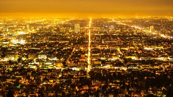 Los Angeles Citylights Éjszaka Légi Felvétel Utazási Fotózás — Stock Fotó