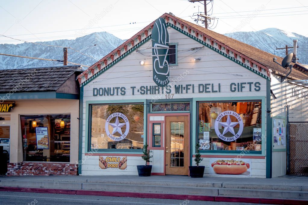 Shops in the historic village of Lone Pine - LONE PINE CA, UNITED STATES OF AMERICA - MARCH 29, 2019