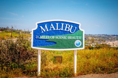 Welcome to Malibu sign at the PCH - MALIBU, USA - MARCH 29, 2019 clipart