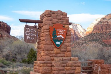 Utah 'taki Zion Canyon Ulusal Parkı - UTAH, ABD - 20 Mart 2019