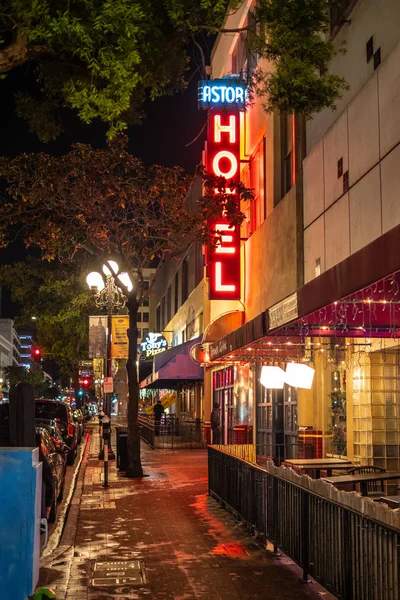 Historic Gaslamp Quarter San Diego by night - CALIFORNIA, USA - MARCH 18, 2019 — Stock Photo, Image