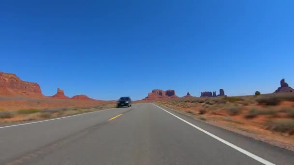 Monument Valley Üzerinden Hyperlapse Drive Seyahat Fotoğrafçılığı — Stok video