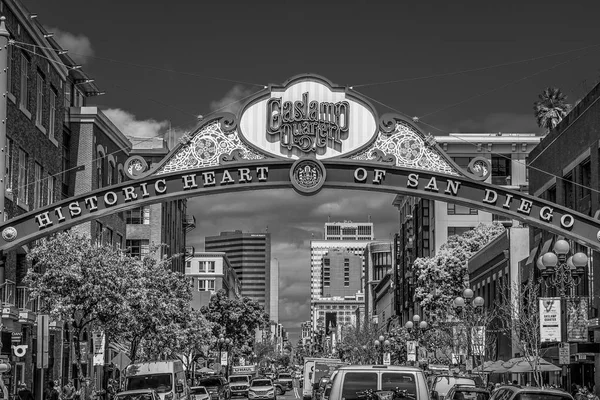 Gaslamp Quarter in San Diego Downtown - CALIFORNIA, USA - 18. MÄRZ 2019 — Stockfoto